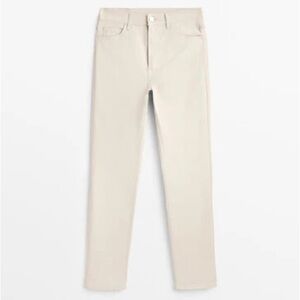 NWT. Massimo Dutti Cream Vaxed High Rise Slim Fit Trousers. Size 2.